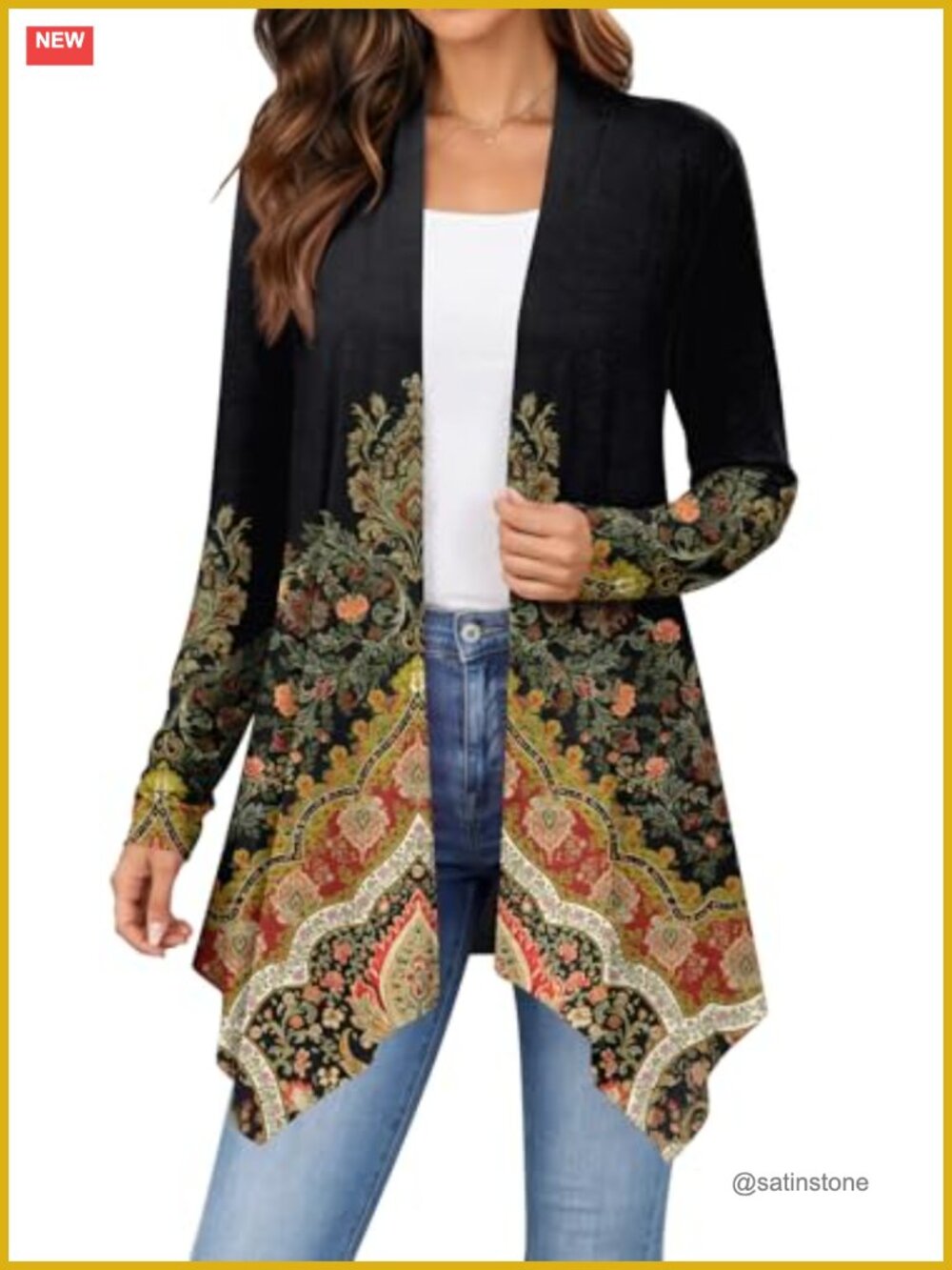 Lightweight Open Front Cardigan Long Sleeve Draped Knit Layer